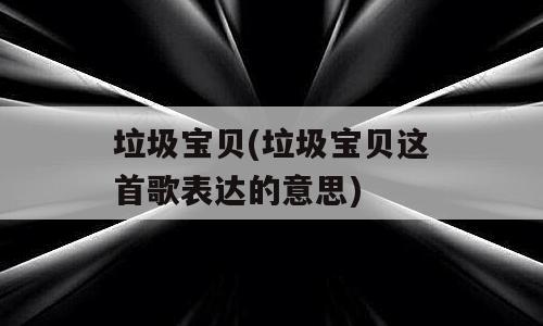 垃圾宝贝(垃圾宝贝这首歌表达的意思)
