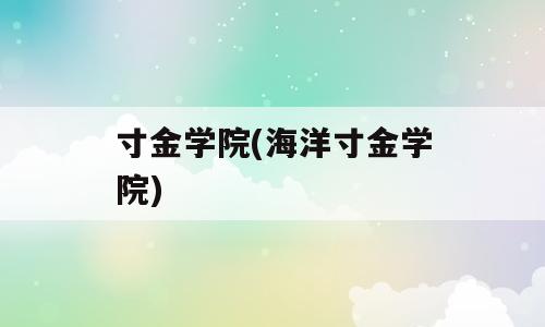 寸金学院(海洋寸金学院)
