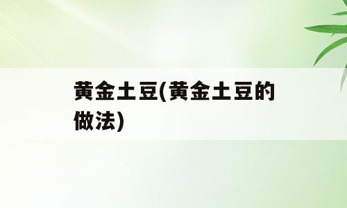黄金土豆(黄金土豆的做法)