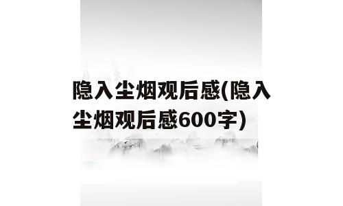 隐入尘烟观后感(隐入尘烟观后感600字)