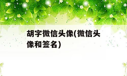 胡字微信头像(微信头像和签名)