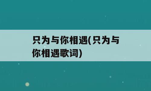只为与你相遇(只为与你相遇歌词)