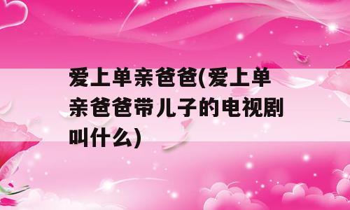 爱上单亲爸爸(爱上单亲爸爸带儿子的电视剧叫什么)