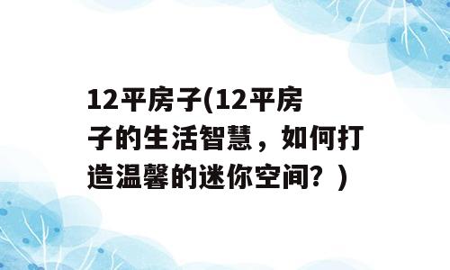 12平房子(12平房子的生活智慧，如何打造温馨的迷你空间？)