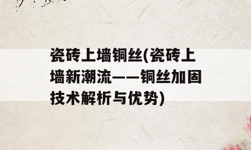瓷砖上墙铜丝(瓷砖上墙新潮流——铜丝加固技术解析与优势)