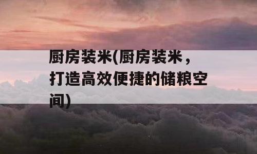 厨房装米(厨房装米，打造高效便捷的储粮空间)