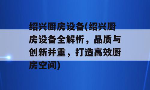 绍兴厨房设备(绍兴厨房设备全解析，品质与创新并重，打造高效厨房空间)