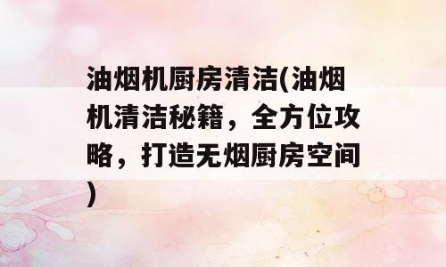 油烟机厨房清洁(油烟机清洁秘籍，全方位攻略，打造无烟厨房空间)