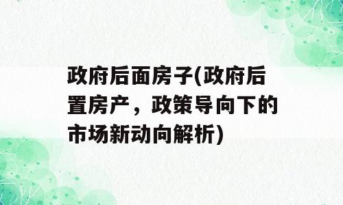 政府后面房子(政府后置房产，政策导向下的市场新动向解析)