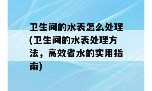 卫生间的水表怎么处理(卫生间的水表处理方法，高效省水的实用指南)