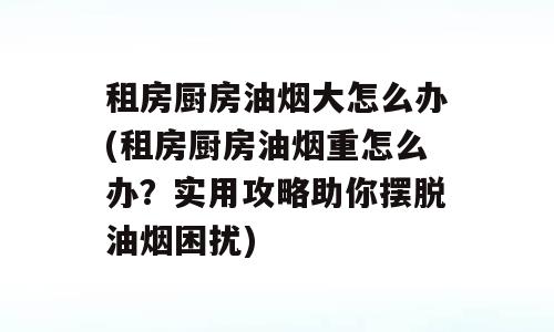 租房厨房油烟大怎么办(租房厨房油烟重怎么办？实用攻略助你摆脱油烟困扰)