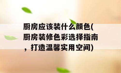 厨房应该装什么颜色(厨房装修色彩选择指南，打造温馨实用空间)