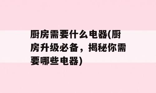 厨房需要什么电器(厨房升级必备，揭秘你需要哪些电器)