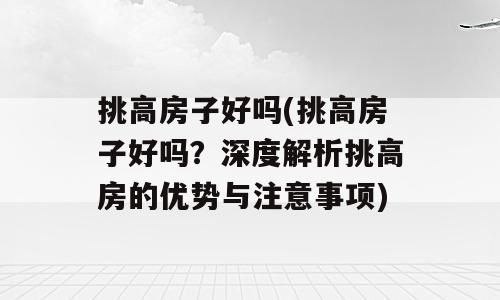 挑高房子好吗(挑高房子好吗？深度解析挑高房的优势与注意事项)
