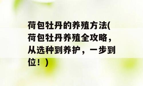 荷包牡丹的养殖方法(荷包牡丹养殖全攻略，从选种到养护，一步到位！)