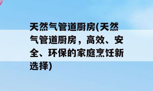 天然气管道厨房(天然气管道厨房，高效、安全、环保的家庭烹饪新选择)