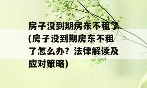 房子没到期房东不租了(房子没到期房东不租了怎么办？法律解读及应对策略)