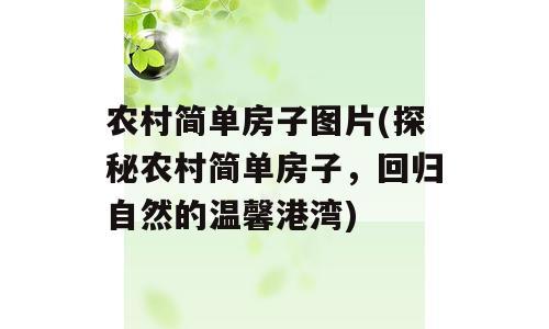 农村简单房子图片(探秘农村简单房子，回归自然的温馨港湾)