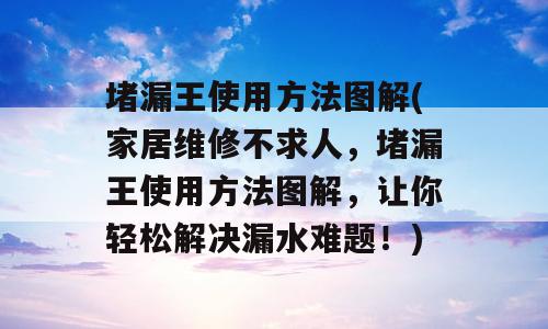 堵漏王使用方法图解(家居维修不求人，堵漏王使用方法图解，让你轻松解决漏水难题！)