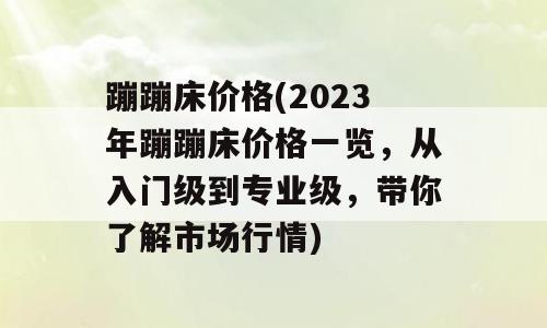 蹦蹦床价格(2023年蹦蹦床价格一览，从入门级到专业级，带你了解市场行情)