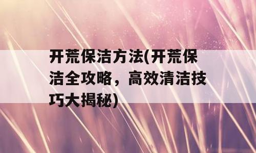 开荒保洁方法(开荒保洁全攻略，高效清洁技巧大揭秘)