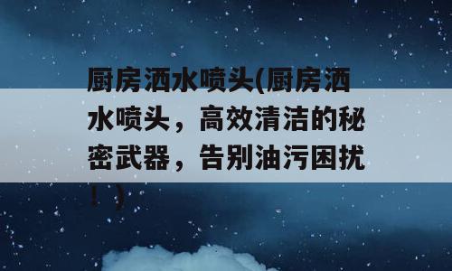 厨房洒水喷头(厨房洒水喷头，高效清洁的秘密武器，告别油污困扰！)