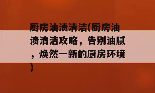 厨房油渍清洁(厨房油渍清洁攻略，告别油腻，焕然一新的厨房环境)
