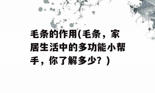 毛条的作用(毛条，家居生活中的多功能小帮手，你了解多少？)