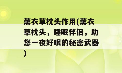 薰衣草枕头作用(薰衣草枕头，睡眠伴侣，助您一夜好眠的秘密武器)
