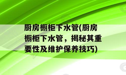 厨房橱柜下水管(厨房橱柜下水管，揭秘其重要性及维护保养技巧)
