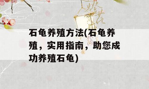 石龟养殖方法(石龟养殖，实用指南，助您成功养殖石龟)
