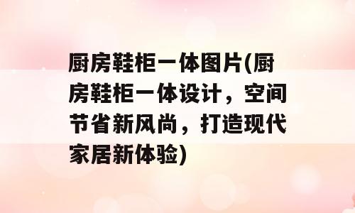 厨房鞋柜一体图片(厨房鞋柜一体设计，空间节省新风尚，打造现代家居新体验)