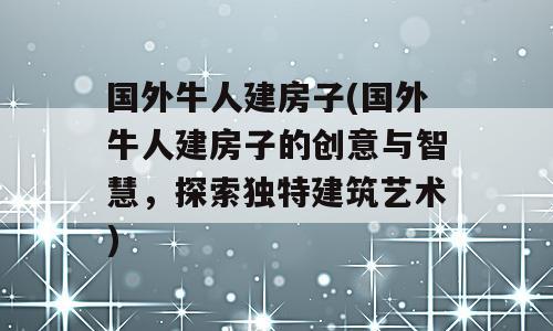 国外牛人建房子(国外牛人建房子的创意与智慧，探索独特建筑艺术)