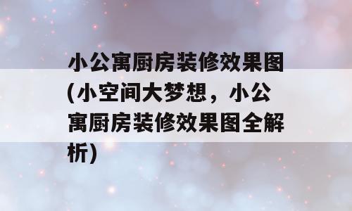 小公寓厨房装修效果图(小空间大梦想，小公寓厨房装修效果图全解析)