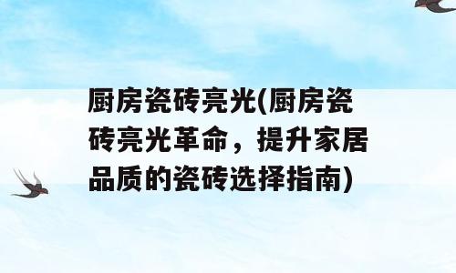厨房瓷砖亮光(厨房瓷砖亮光革命，提升家居品质的瓷砖选择指南)