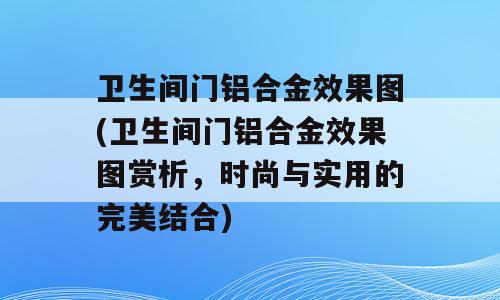 卫生间门铝合金效果图(卫生间门铝合金效果图赏析，时尚与实用的完美结合)