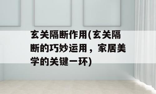 玄关隔断作用(玄关隔断的巧妙运用，家居美学的关键一环)