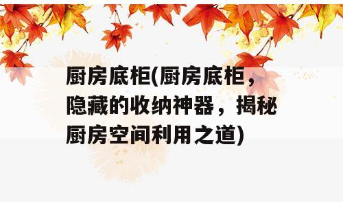 厨房底柜(厨房底柜，隐藏的收纳神器，揭秘厨房空间利用之道)