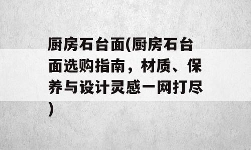 厨房石台面(厨房石台面选购指南，材质、保养与设计灵感一网打尽)
