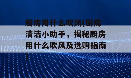 厨房用什么吹风(厨房清洁小助手，揭秘厨房用什么吹风及选购指南)