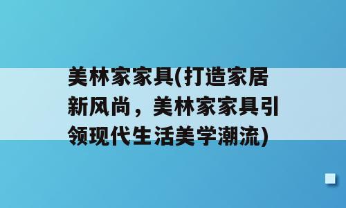 美林家家具(打造家居新风尚，美林家家具引领现代生活美学潮流)