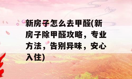 新房子怎么去甲醛(新房子除甲醛攻略，专业方法，告别异味，安心入住)