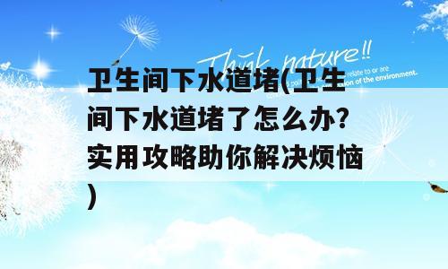 卫生间下水道堵(卫生间下水道堵了怎么办？实用攻略助你解决烦恼)