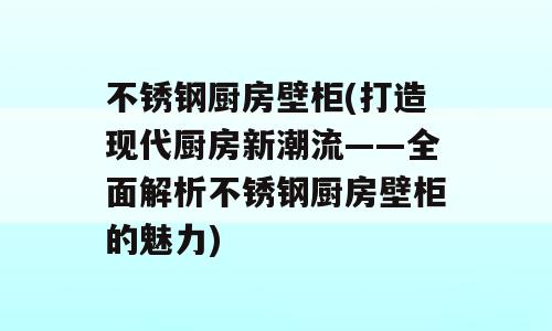 不锈钢厨房壁柜(打造现代厨房新潮流——全面解析不锈钢厨房壁柜的魅力)