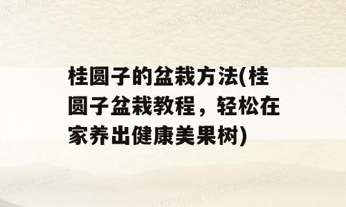桂圆子的盆栽方法(桂圆子盆栽教程，轻松在家养出健康美果树)