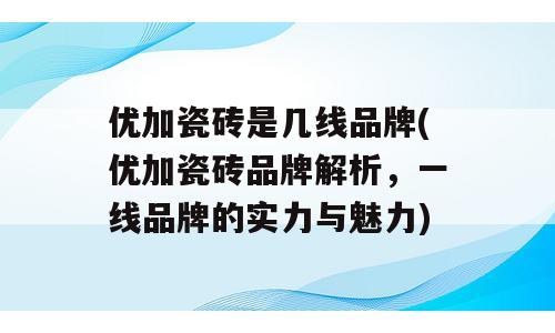 优加瓷砖是几线品牌(优加瓷砖品牌解析，一线品牌的实力与魅力)