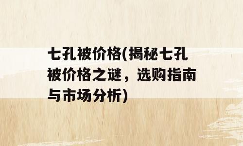 七孔被价格(揭秘七孔被价格之谜，选购指南与市场分析)