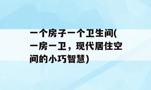 一个房子一个卫生间(一房一卫，现代居住空间的小巧智慧)