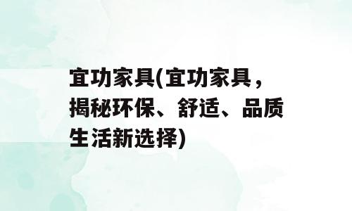 宜功家具(宜功家具，揭秘环保、舒适、品质生活新选择)