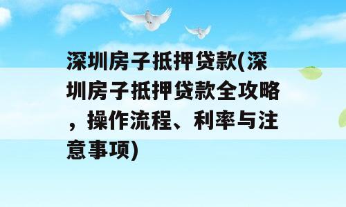 深圳房子抵押贷款(深圳房子抵押贷款全攻略，操作流程、利率与注意事项)